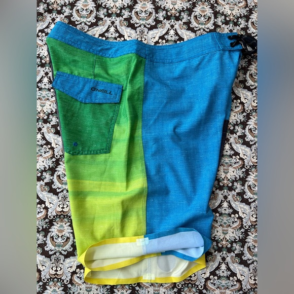 O'neill Hyperfreak Shorts Size 33 Lacefront Colorblock Printed Swimwear - Picture 4 of 10